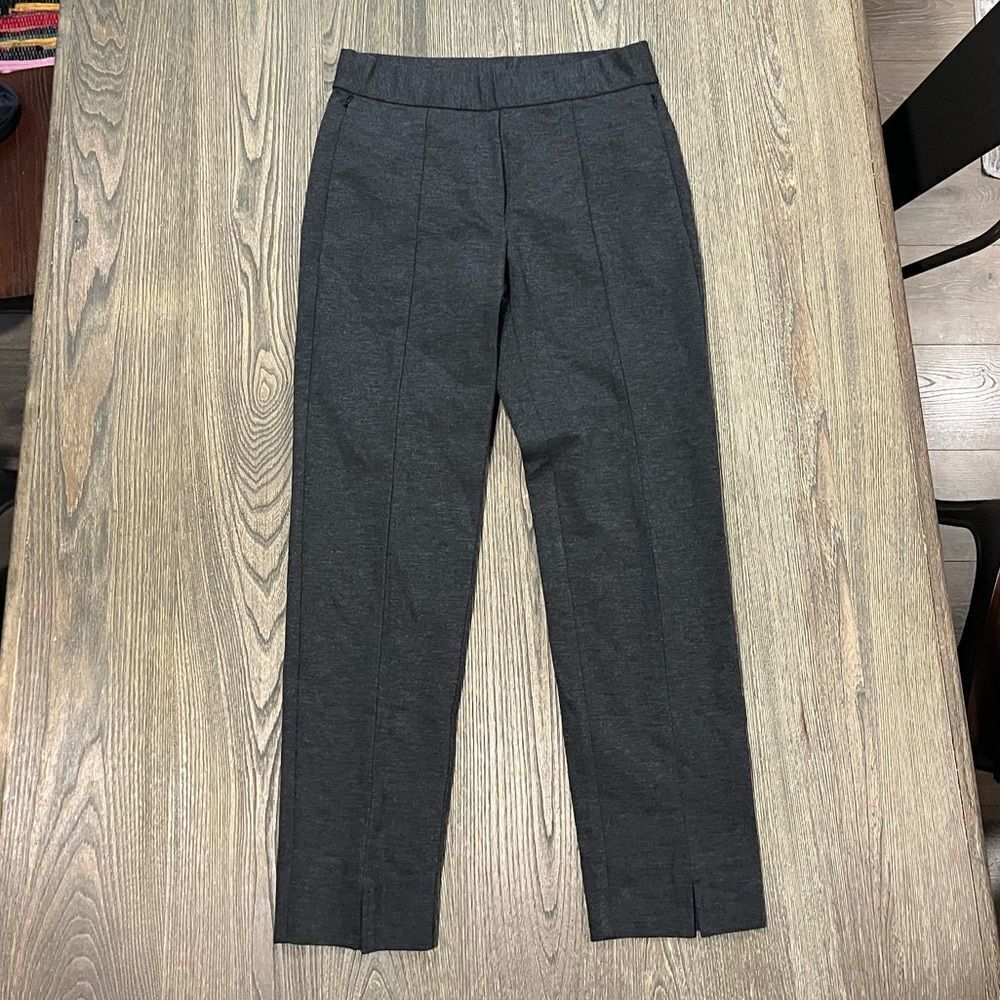 NWOT J. Jill Ponte Slim-Leg Slit Hem Pants Mid Rise Pull-On Stretch Gray Size S